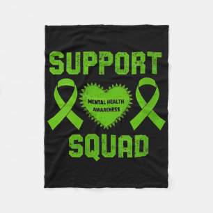 Womens Support Squad Sunflower Hair Mental Health  Fleece Blanket