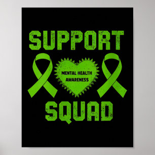 Womens Support Squad Sunflower Hair Mental Health Poster