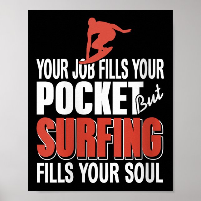 Womens Surfing Fills Your Soul Job Fills Cket Coas Poster (Front)
