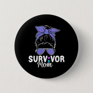 Womens Survivor Mum - Semicolon Prevention 6 Cm Round Badge