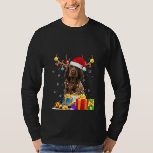 Womens Sussex Spaniel Dog Reindeer Santa Hat Dogs T-Shirt