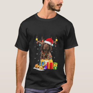 Womens Sussex Spaniel Dog Reindeer Santa Hat Dogs  T-Shirt