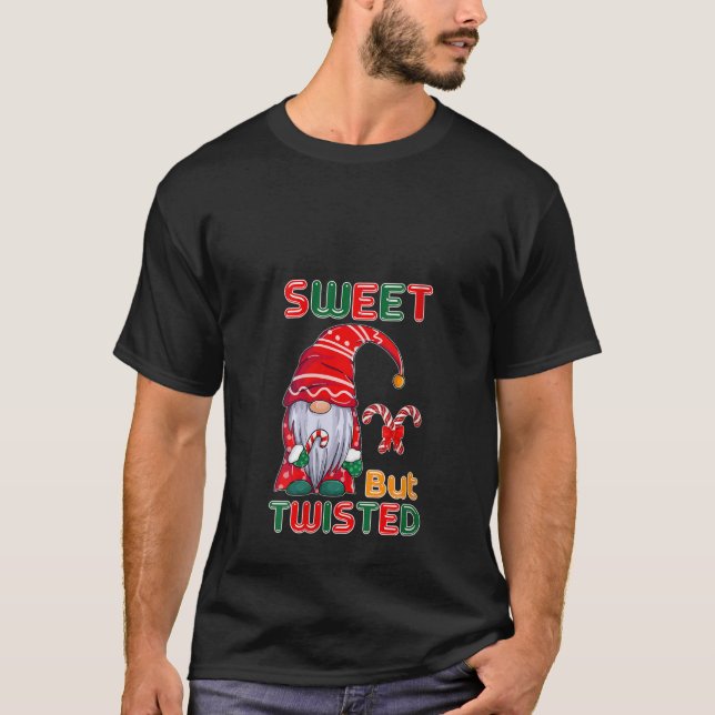 Womens Sweet But Twisted Gnome Xmas Christmas Funn T-Shirt (Front)