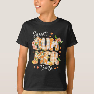 Womens Sweet Summer Time Cute Peach Fruit Summer T-Shirt