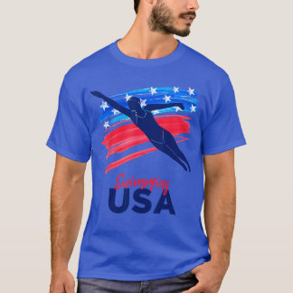 Womens Swimming Supporteam Flag USA Pool Swimmer A T-Shirt
