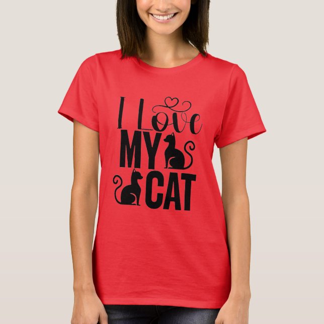 Women's T-shirt with Cat Text (Front)