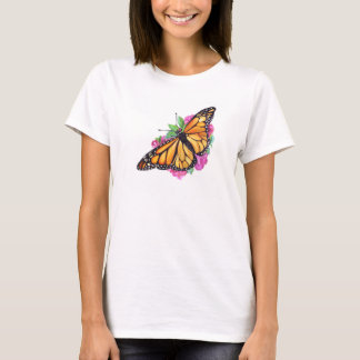 Women's T-shirt with Monarch Butterfly over Heart