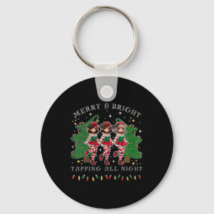 Womens Tap Dance And Be Merry Christmas Elf Dancin Key Ring
