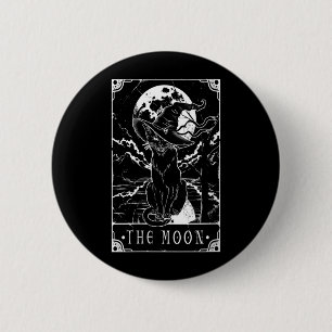 Womens Tarot Card Crescent Moon And Black Cat 6 Cm Round Badge