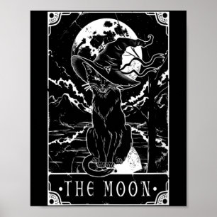Womens Tarot Card Crescent Moon And Black Cat Poster