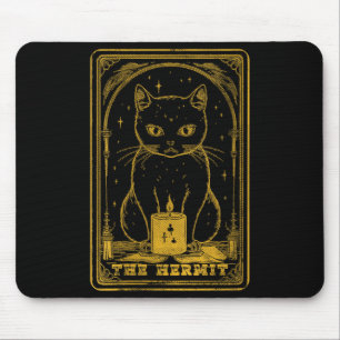 Womens Tarot Halloween Black Cat The Hermit Tarot Mouse Mat