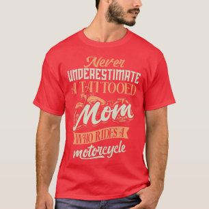 Womens Tattooed Mum Motorcycle Biker Biking T-Shirt
