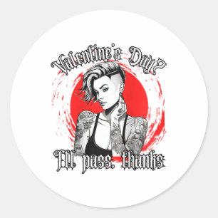 Womens Tattooed Single Woman Inked Woman For Anti Classic Round Sticker