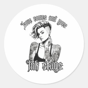 Womens Tattooed Single Woman Inked Woman For Anti Classic Round Sticker
