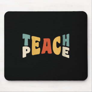 Womens Teach Peace Retro Teacher Motivational Educ Mouse Mat