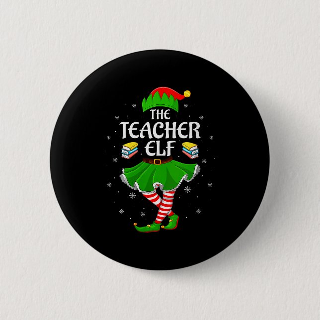Womens Teacher Elf Christmas Family Girls Women El 6 Cm Round Badge (Front)