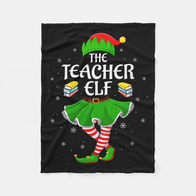 Womens Teacher Elf Christmas Family Girls Women El Fleece Blanket (Front)