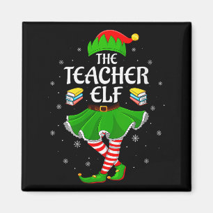 Womens Teacher Elf Christmas Family Girls Women El Magnet