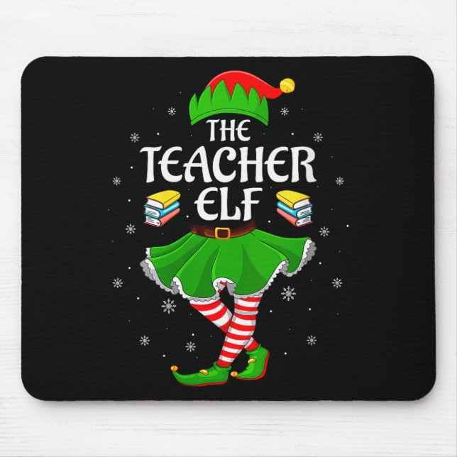Womens Teacher Elf Christmas Family Girls Women El Mouse Mat (Front)