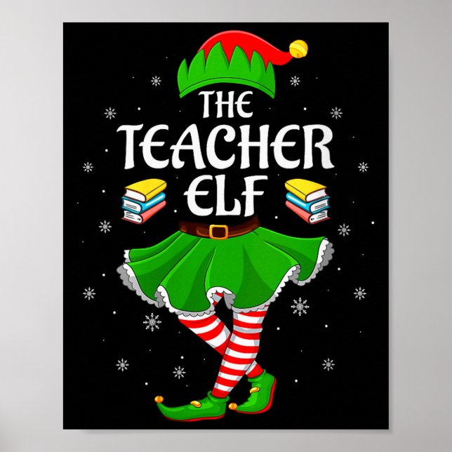 Womens Teacher Elf Christmas Family Girls Women El Poster (Front)