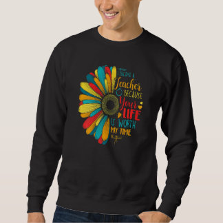 Womens Teacher Sunshine Sunflower Teacher Last Da Sweatshirt