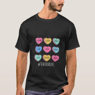 Womens Teacher Valentines Day Conversation Candy H T-Shirt
