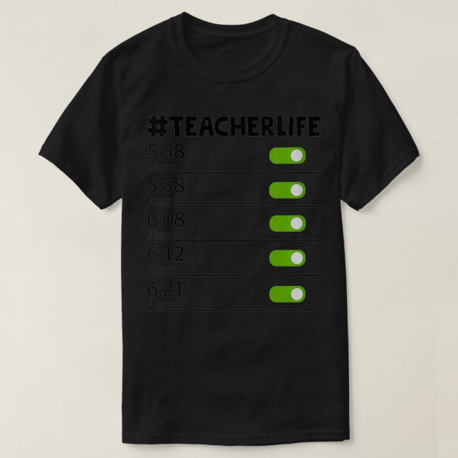 Womens #Teacherlife funny alarm teacher VNeck  T-Shirt (Design Front)