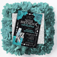 Womens Teal and Silver Birthday
