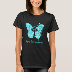 Womens Teal Butterfly Faith Digeorge Syndrome Awar T-Shirt