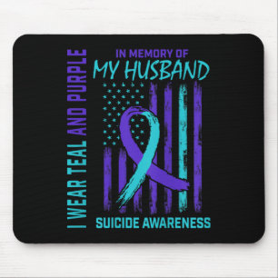 Womens Teal Purple Ribbon Suicide Awareness Flag H Mouse Mat