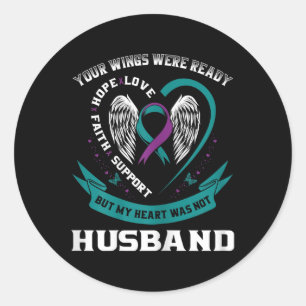 Womens Teal Purple Ribbon Wife Suicide Awareness P Classic Round Sticker