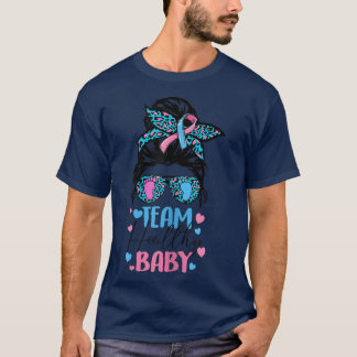 Womens Team Healthy Baby Gender Reveal Leopard Mes T-Shirt