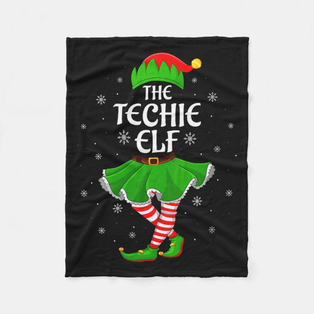 Womens Techie Elf Christmas Family Girls Women Elf Fleece Blanket (Front)