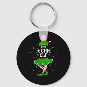 Womens Techie Elf Christmas Family Girls Women Elf Key Ring