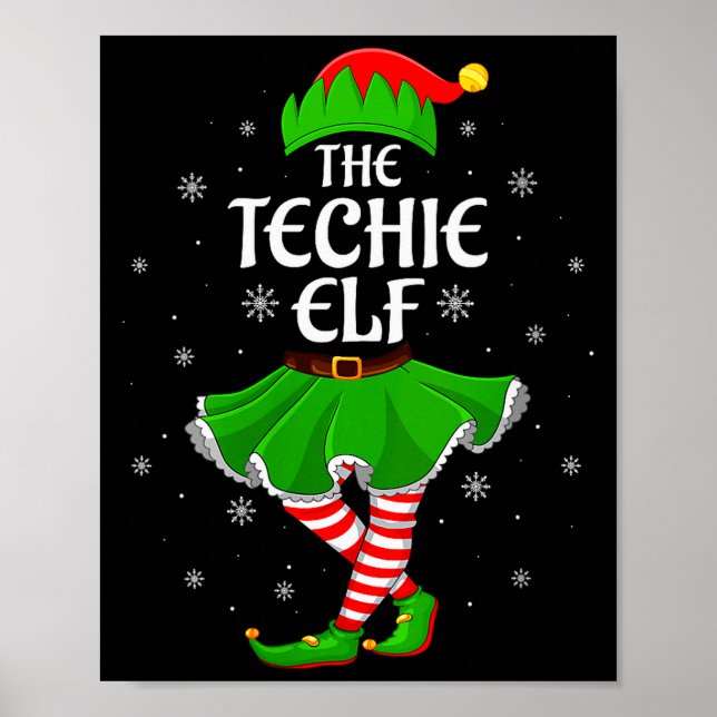 Womens Techie Elf Christmas Family Girls Women Elf Poster (Front)