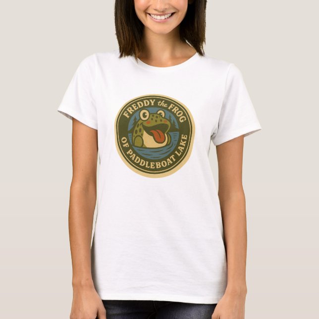 Women's Tee Freddy the Frog on Paddleboat Lake (Front)