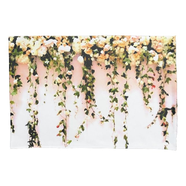 Women's Teen Girls Bohemian Peach Rose Floral Pillowcase (Front)