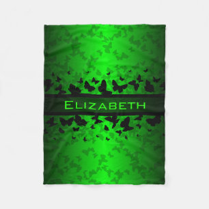 Women's Teen Girl's Personalised Green Butterfly Fleece Blanket