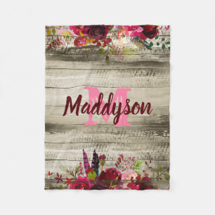 Women's Teen Girls Vintage Rustic Country Floral Fleece Blanket