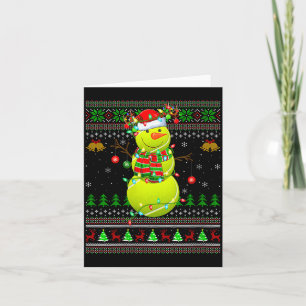 Womens Tennis Ball Snowman Ugly Christmas Sweaters Card