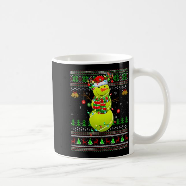 Womens Tennis Ball Snowman Ugly Christmas Sweaters Coffee Mug (Right)