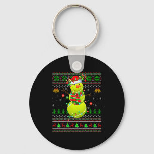 Womens Tennis Ball Snowman Ugly Christmas Sweaters Key Ring