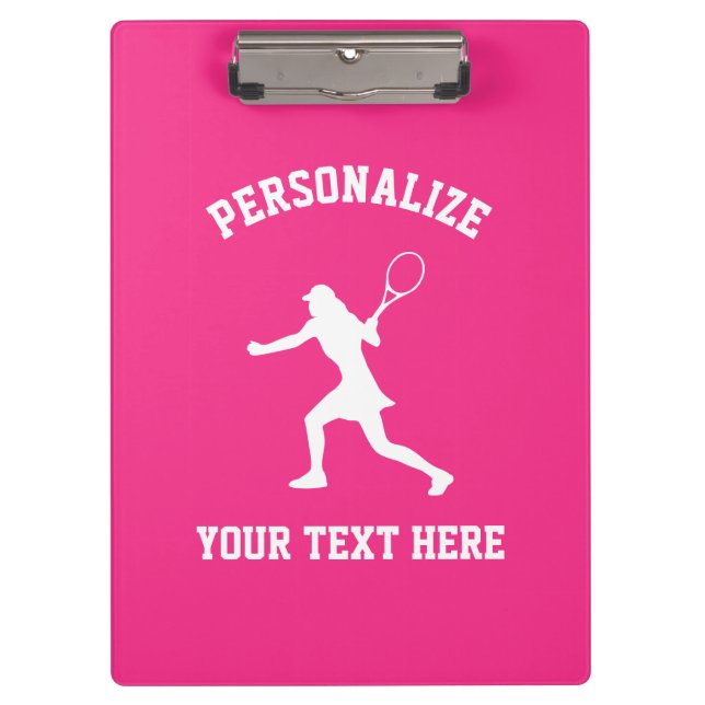 Women's tennis coach accessory pink clipboard (Front)
