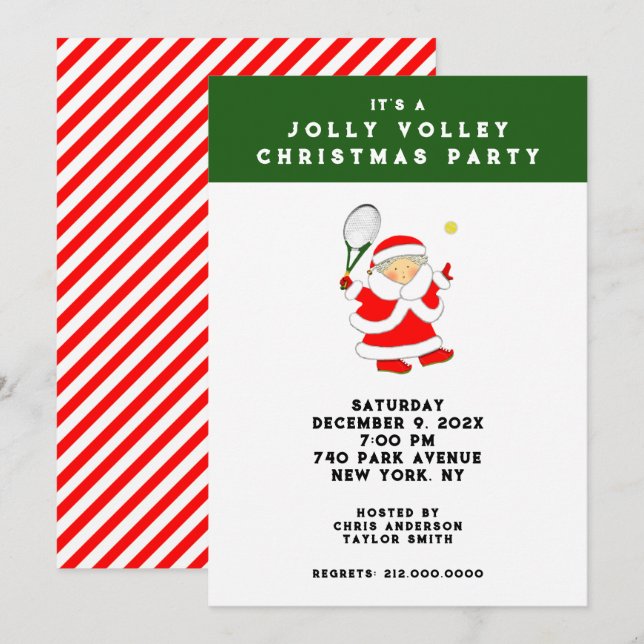 Women's Tennis Holiday Party Invitation (Front/Back)