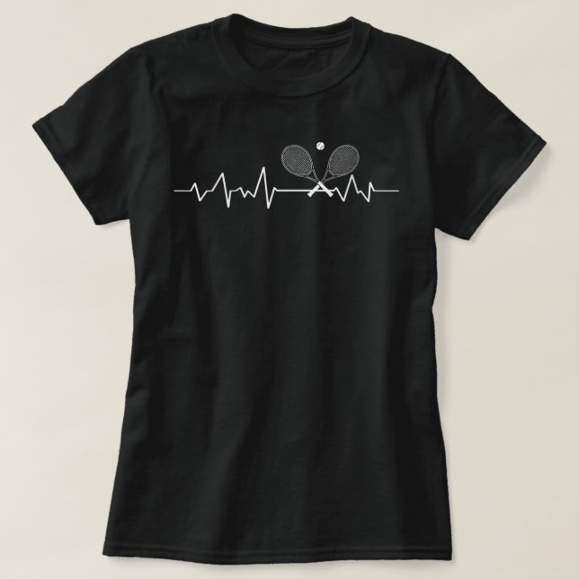 Womens Tennis Racquet Heartbeat Tennis Racquet lov T-Shirt (Design Front)