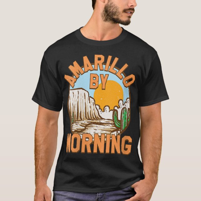 Womens Texas Cactus Amarillo by morning Cowgirl Ro T-Shirt (Front)