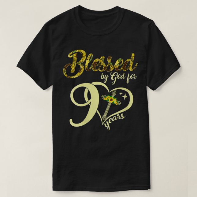 Womens Th 90 Years Old Birthday Sunflower Christia T-Shirt (Design Front)