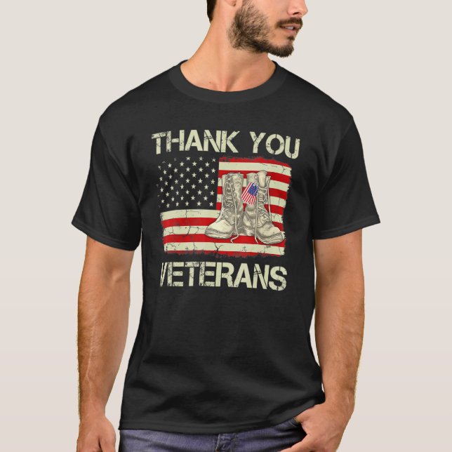 Womens Thank You Veterans Combat Boots Veteran Day T-Shirt (Front)