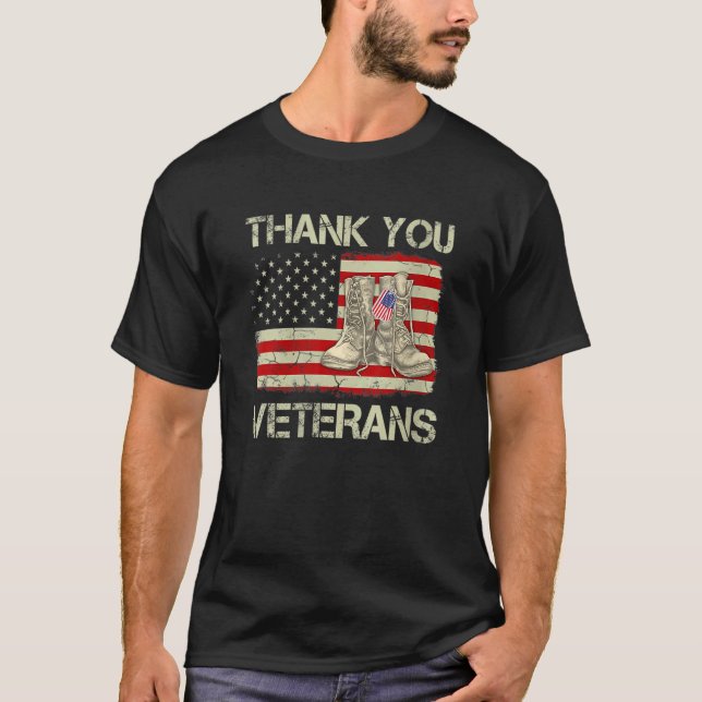 Womens Thank You Veterans Combat Boots Veteran Day T-Shirt (Front)