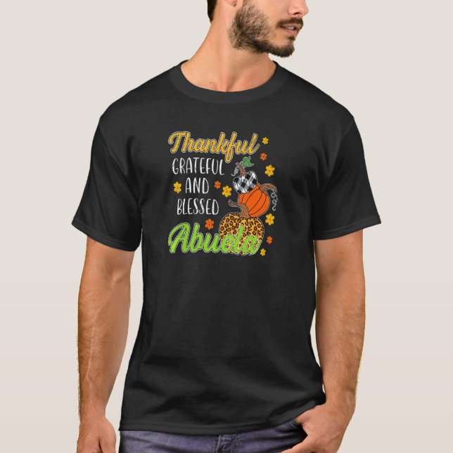 Womens Thankful Grateful Blessed Abuela Autumn Fal T-Shirt (Front)